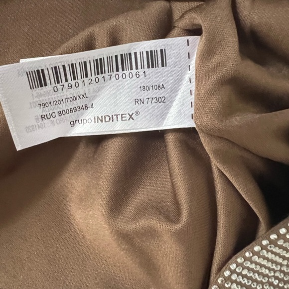 Zara Rhinestone Elegant Silver Strapless Dress sz XXL - Picture 7 of 7